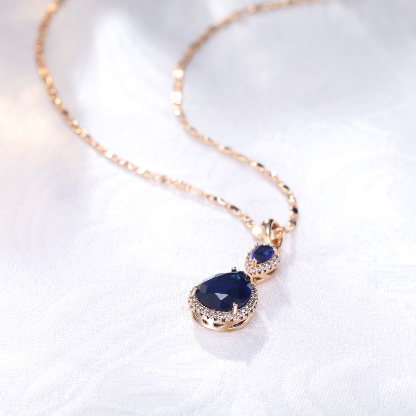 Elegant Waterdrop Pendant Necklace for Women | Brass Plated with Cubic Zirconia Gemstone | Wedding, Banquet & Party Statement Jewelry