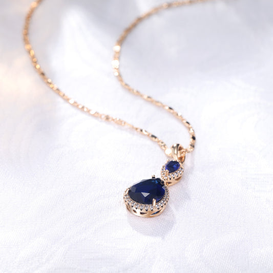 Elegant Waterdrop Pendant Necklace for Women | Brass Plated with Cubic Zirconia Gemstone | Wedding, Banquet & Party Statement Jewelry