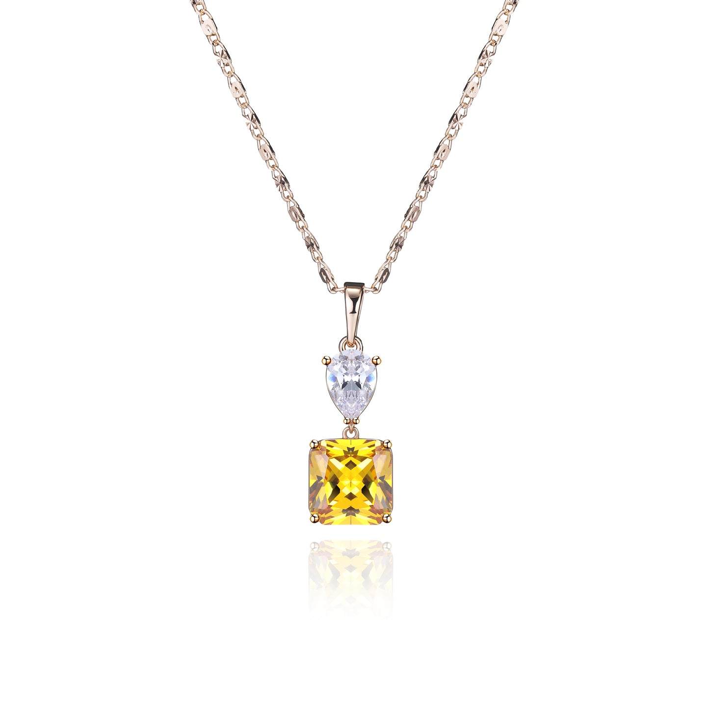 TIMEMATRIX 18K Gold Plated Quartet Sugar Necklace for Women | Yellow CZ Pendant, Daily & Summer Elegant Jewelry