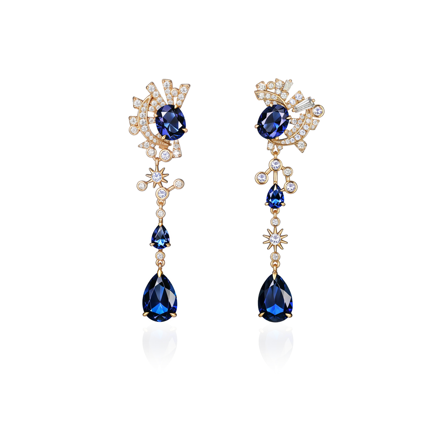 TIMEMATRIX 18K Gold Plated Starry Night Earrings for Women | Sparkling Blue Cubic Zirconia Celestial Pendant | Perfect for Party, Date Night & Daily Elegance