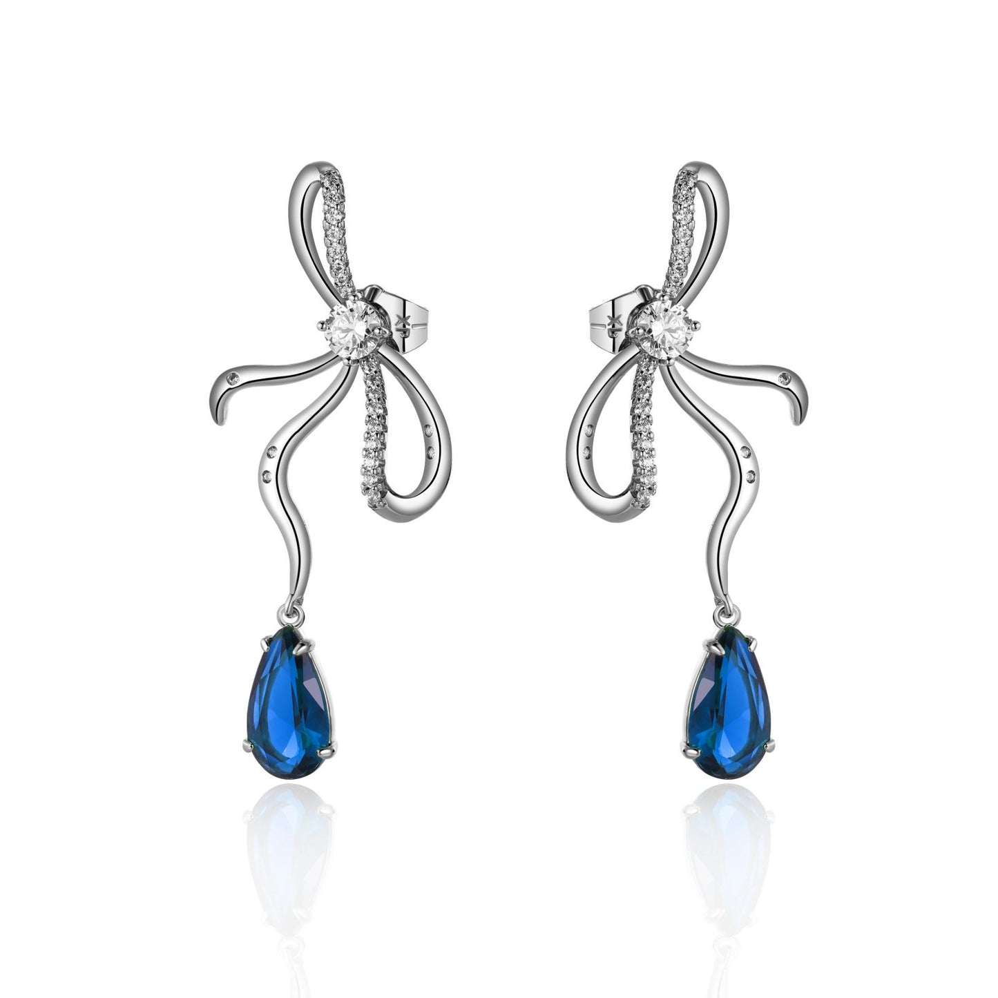 Trending Bow Tie Earrings for Women | White Gold Plated Brass with CZ Pendant | Elegant Daily & Party Jewelry | Perfect Gift for Birthday/Anniversary