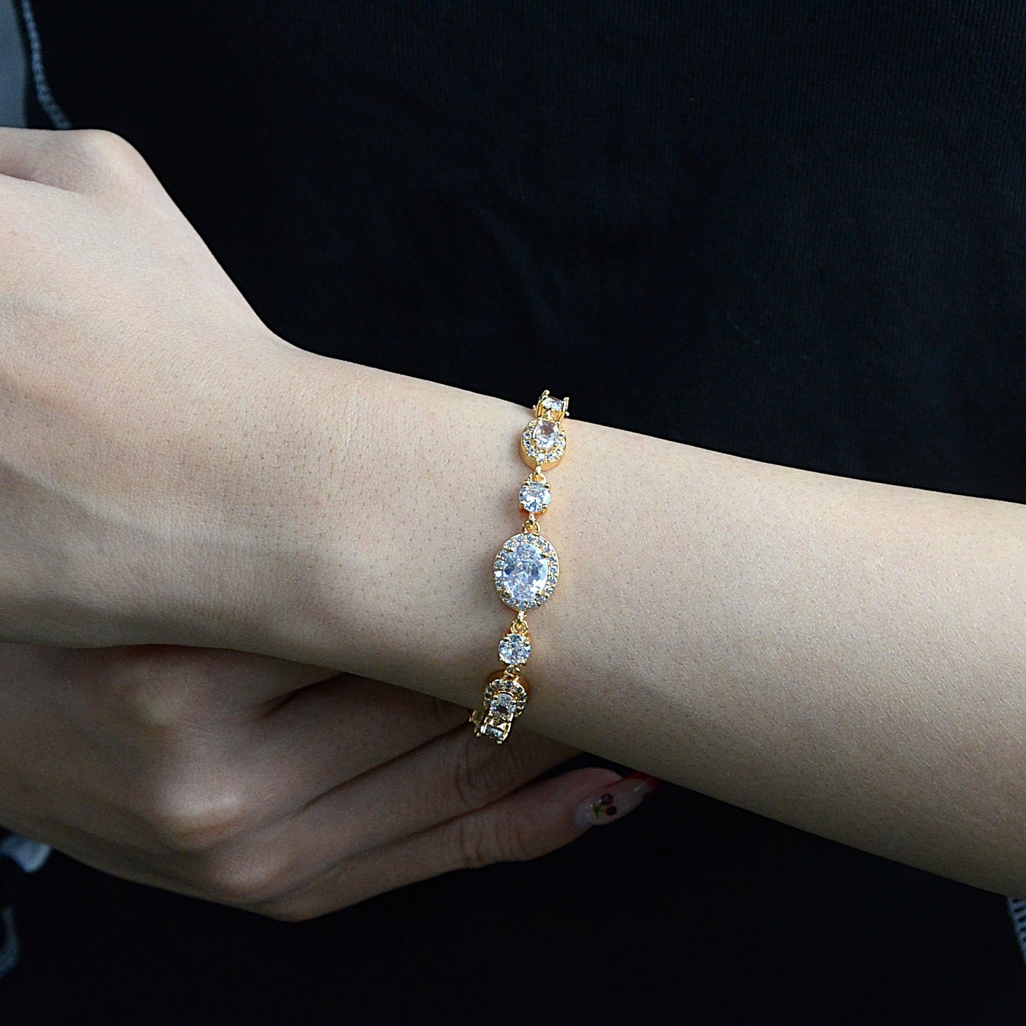 TIMEMATRIX 18K Gold Eternal White CZ Bracelet | Diamond-Accented Sparkle | Perfect Gift for Girlfriend, Wife & Mom