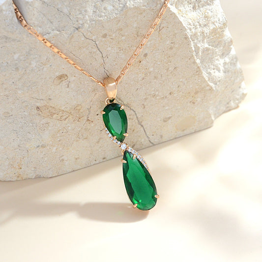 TIMEMATRIX 18K Gold Plated Teardrop CZ Necklace - Dainty Collarbone Chain for Women, Everyday Elegance