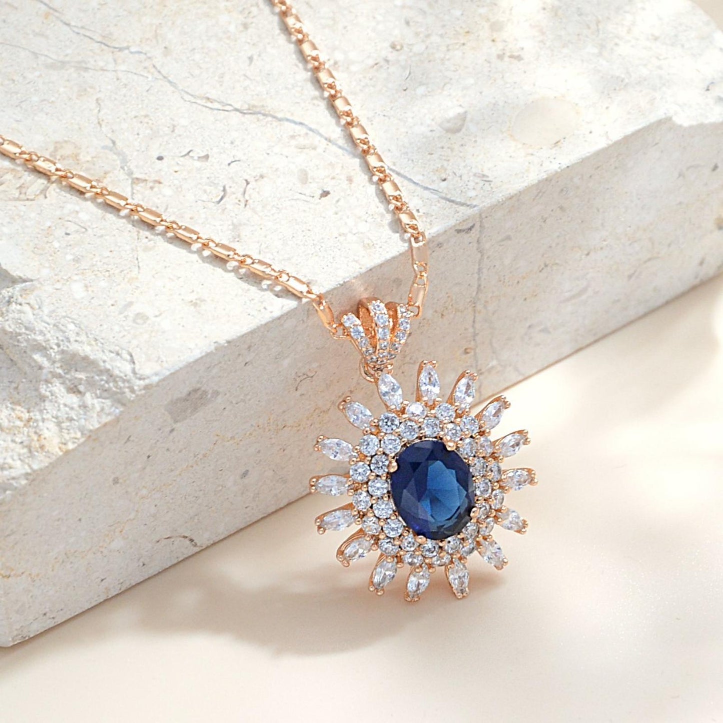 TIMEMATRIX 18K Gold Plated Sunflower Necklace for Women | Emerald CZ Gemstone Pendant, Mother's Day Gift