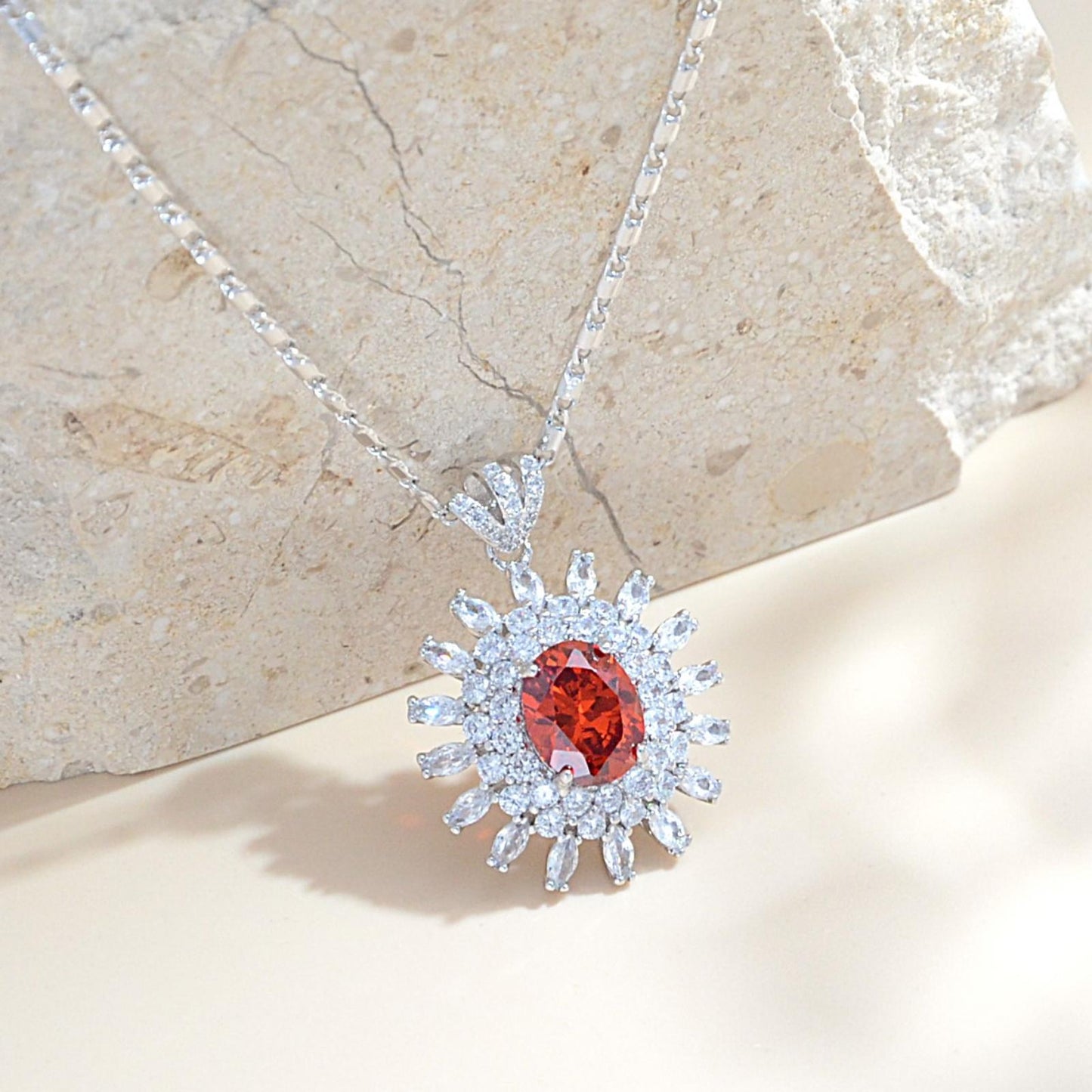 TIMEMATRIX White Gold Plated Sunflower Necklace for Women | Emerald CZ Gemstone Pendant, Mother's Day Gift