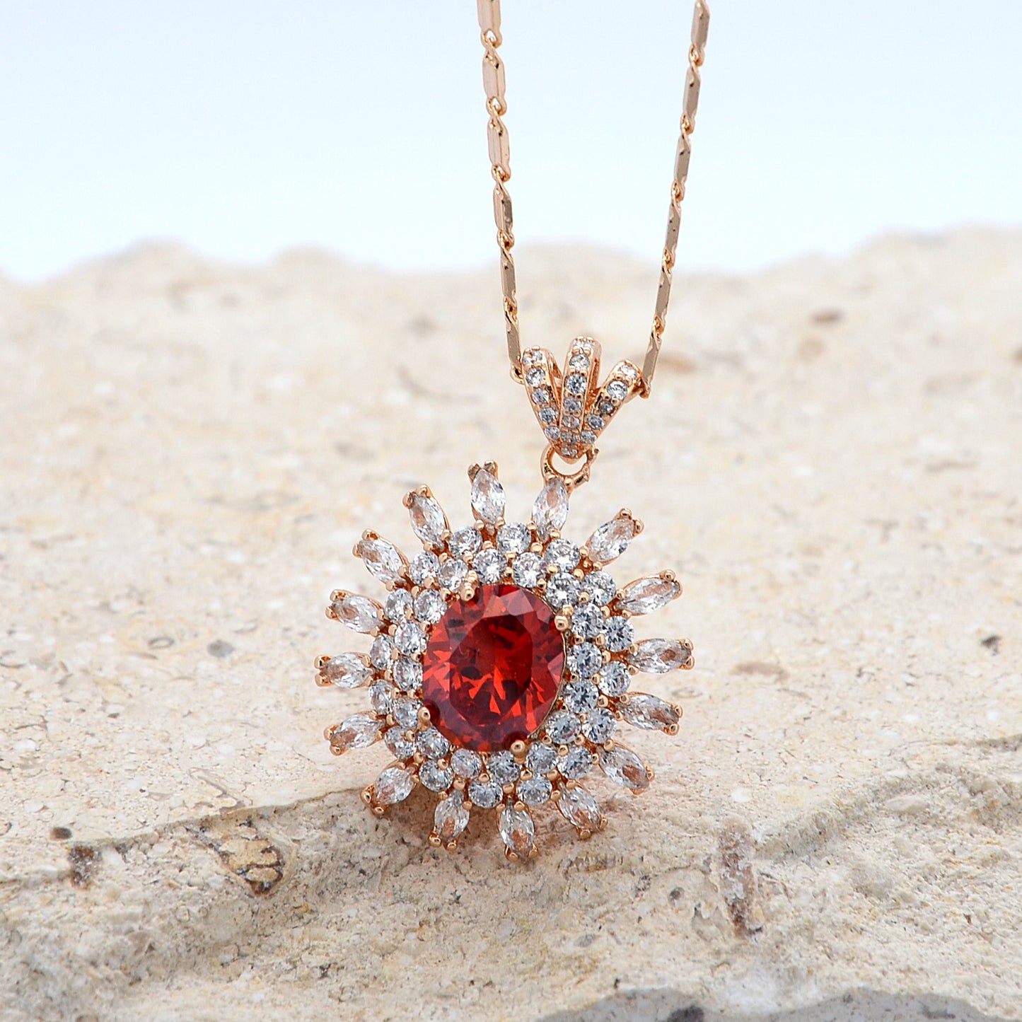 TIMEMATRIX 18K Gold Plated Sunflower Necklace for Women | Emerald CZ Gemstone Pendant, Mother's Day Gift