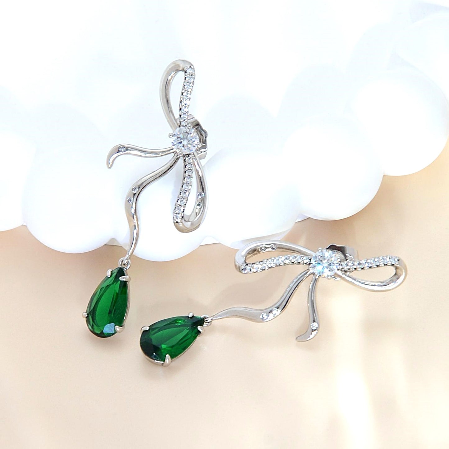 Trending Bow Tie Earrings for Women | White Gold Plated Brass with CZ Pendant | Elegant Daily & Party Jewelry | Perfect Gift for Birthday/Anniversary