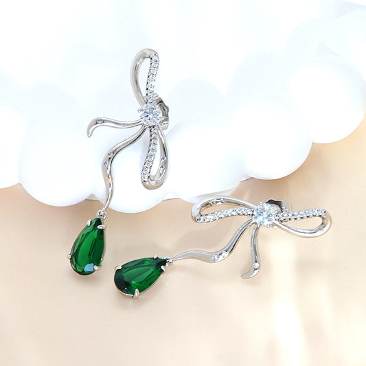 Trending Bow Tie Earrings for Women | White Gold Plated Brass with CZ Pendant | Elegant Daily & Party Jewelry | Perfect Gift for Birthday/Anniversary