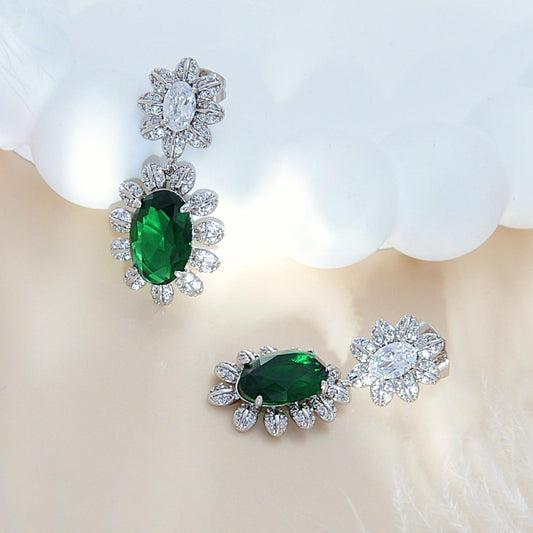 Trending Sunflower Earrings for Women | White Gold Plated with Deep Garnet CZ Gemstones | Summer Garden & Casual Chic Jewelry | Perfect Birthday/Mother’s Day Gift for Her