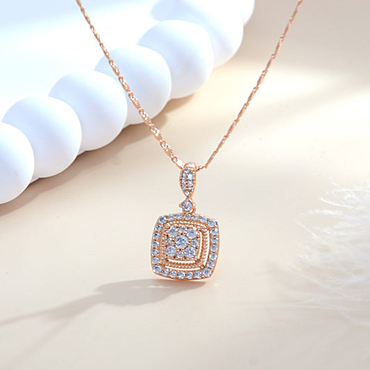 TIMEMATRIX Women's 18K Gold White CZ Necklace | Sparkling Pendant, Perfect for Mother's Day & Gifts