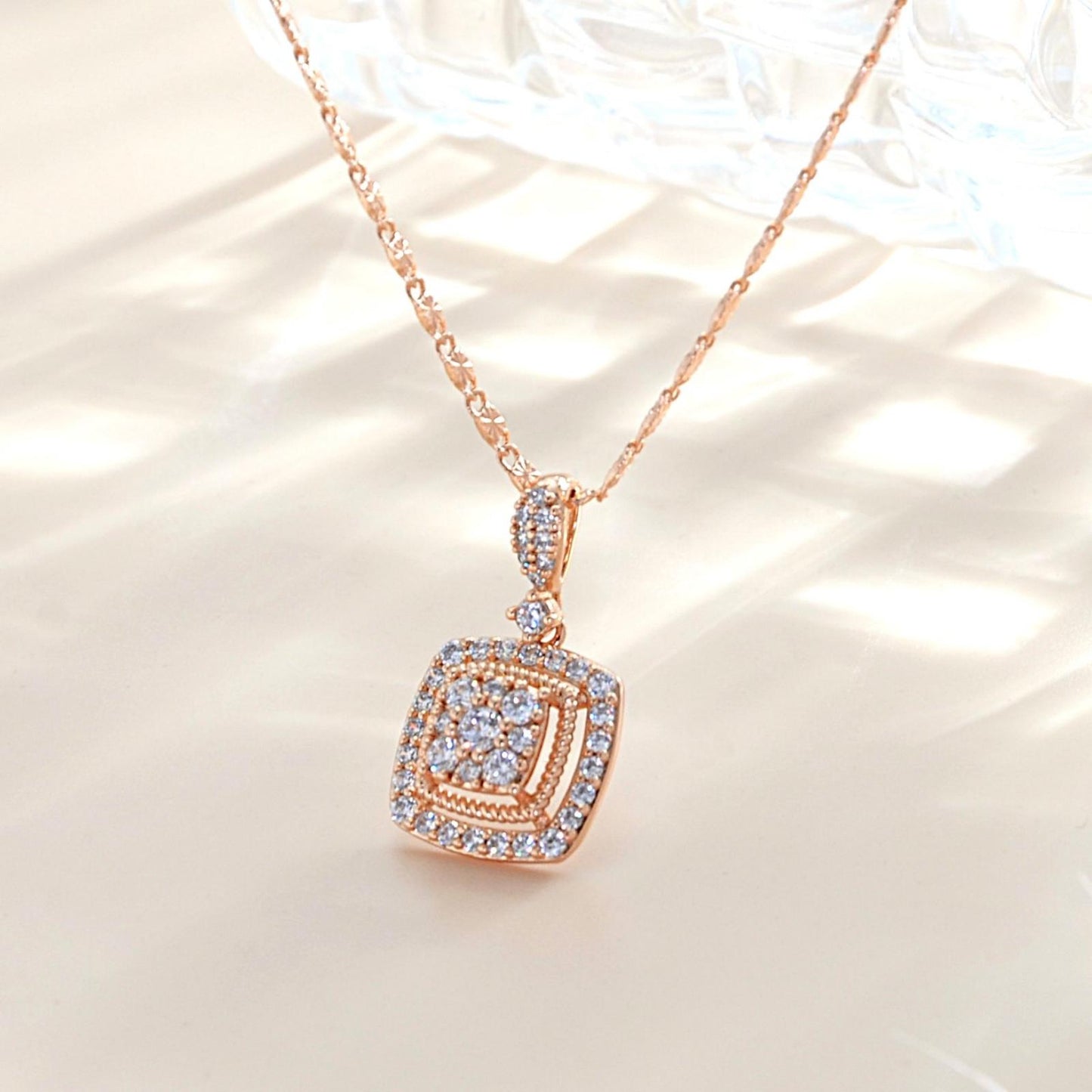 TIMEMATRIX Women's 18K Gold White CZ Necklace | Sparkling Pendant, Perfect for Mother's Day & Gifts