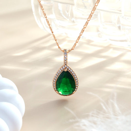 TIMEMATRIX 18K Gold Plated Water Drop Pendant Necklace for Women -  Cubic Zirconia Luxury Choker Jewelry, Perfect for Daily Wear & Gifting