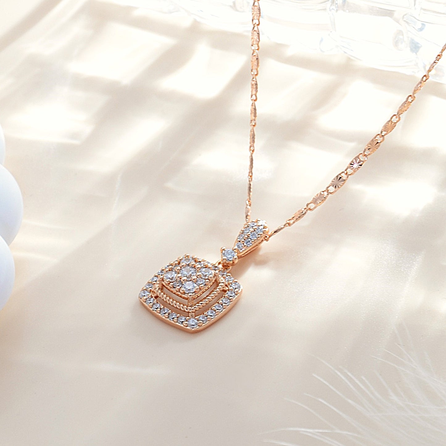 TIMEMATRIX Women's 18K Gold White CZ Necklace | Sparkling Pendant, Perfect for Mother's Day & Gifts