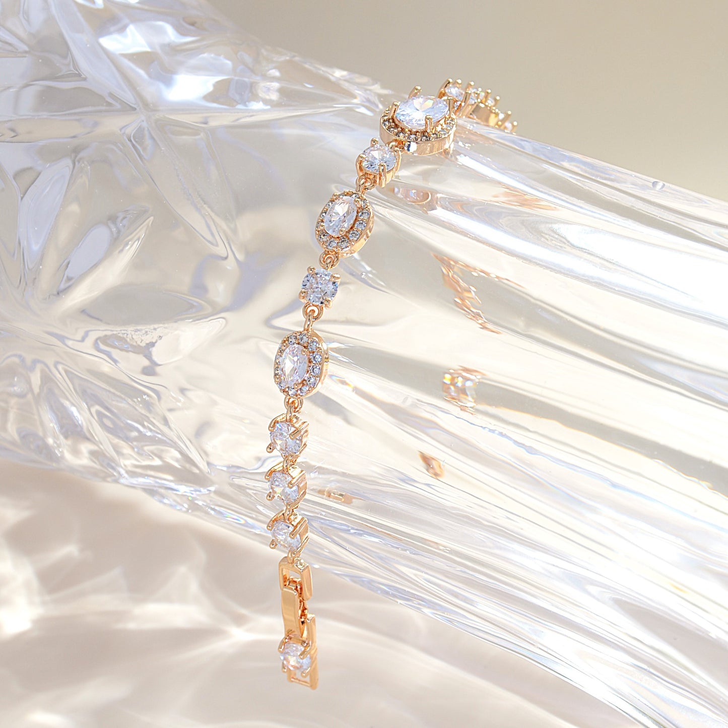 TIMEMATRIX 18K Gold Eternal White CZ Bracelet | Diamond-Accented Sparkle | Perfect Gift for Girlfriend, Wife & Mom