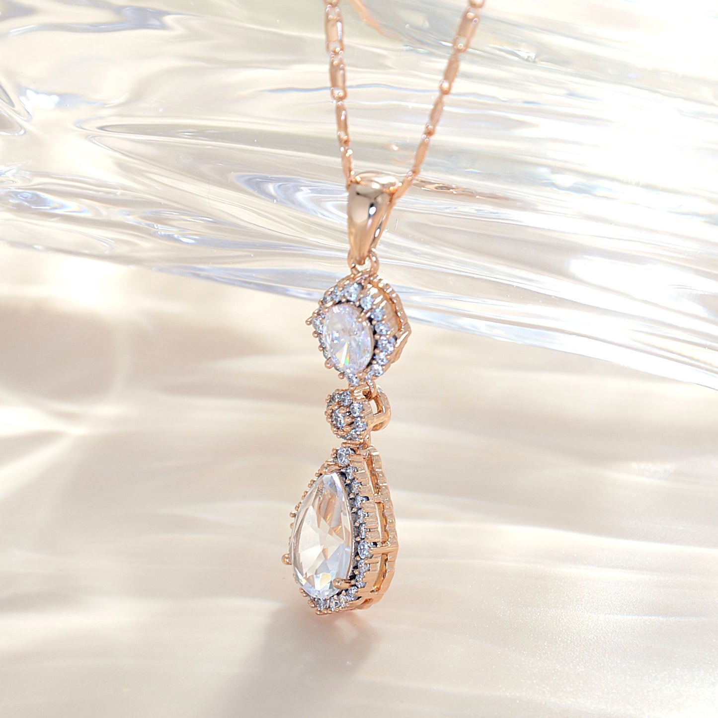 TIMEMATRIX 18K Gold Plated Water Drop Necklace for Women | White CZ Pendant, Daily & Elegant Occasions Jewelry