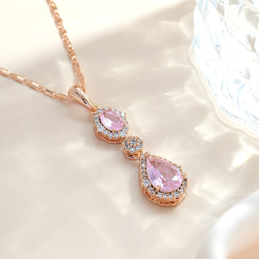 TIMEMATRIX 18K Gold Plated Water Drop Necklace for Women | White CZ Pendant, Daily & Elegant Occasions Jewelry