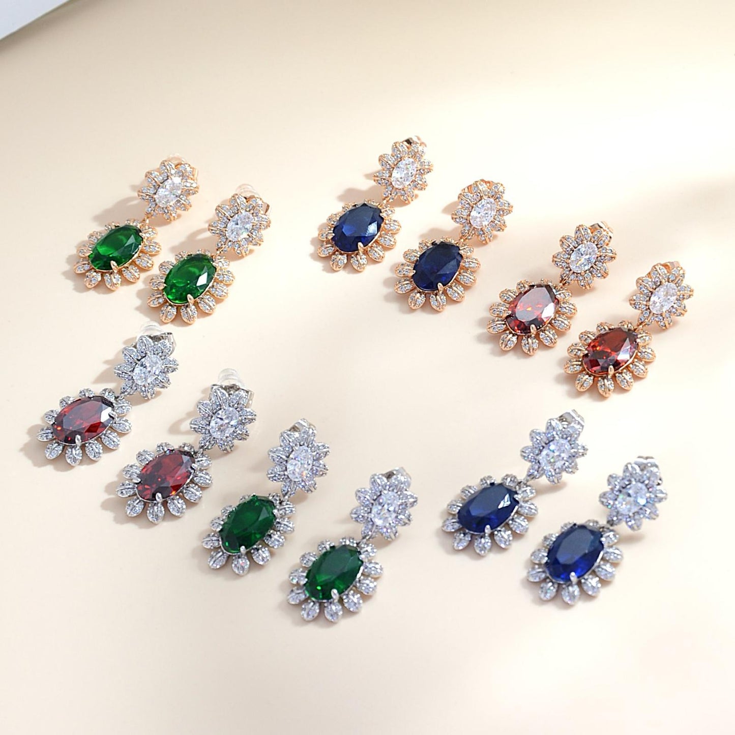 Trending Sunflower Earrings for Women | White Gold Plated with Deep Garnet CZ Gemstones | Summer Garden & Casual Chic Jewelry | Perfect Birthday/Mother’s Day Gift for Her
