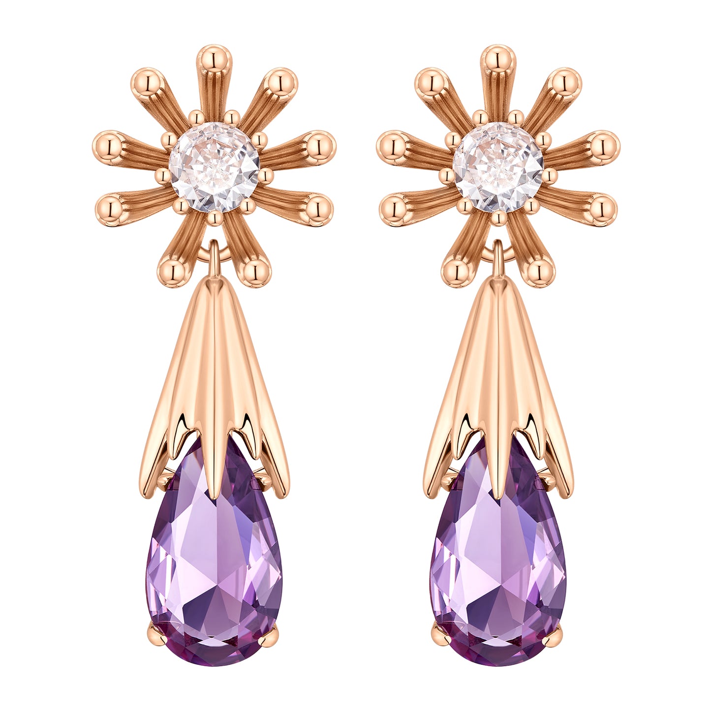 TIMEMATRIX Trending  Sunflower Earrings | 18K Gold Plated with  CZ Waterdrop Gemstones | Summer Beach & Party Jewelry | Ideal Gift for Birthday/Holiday