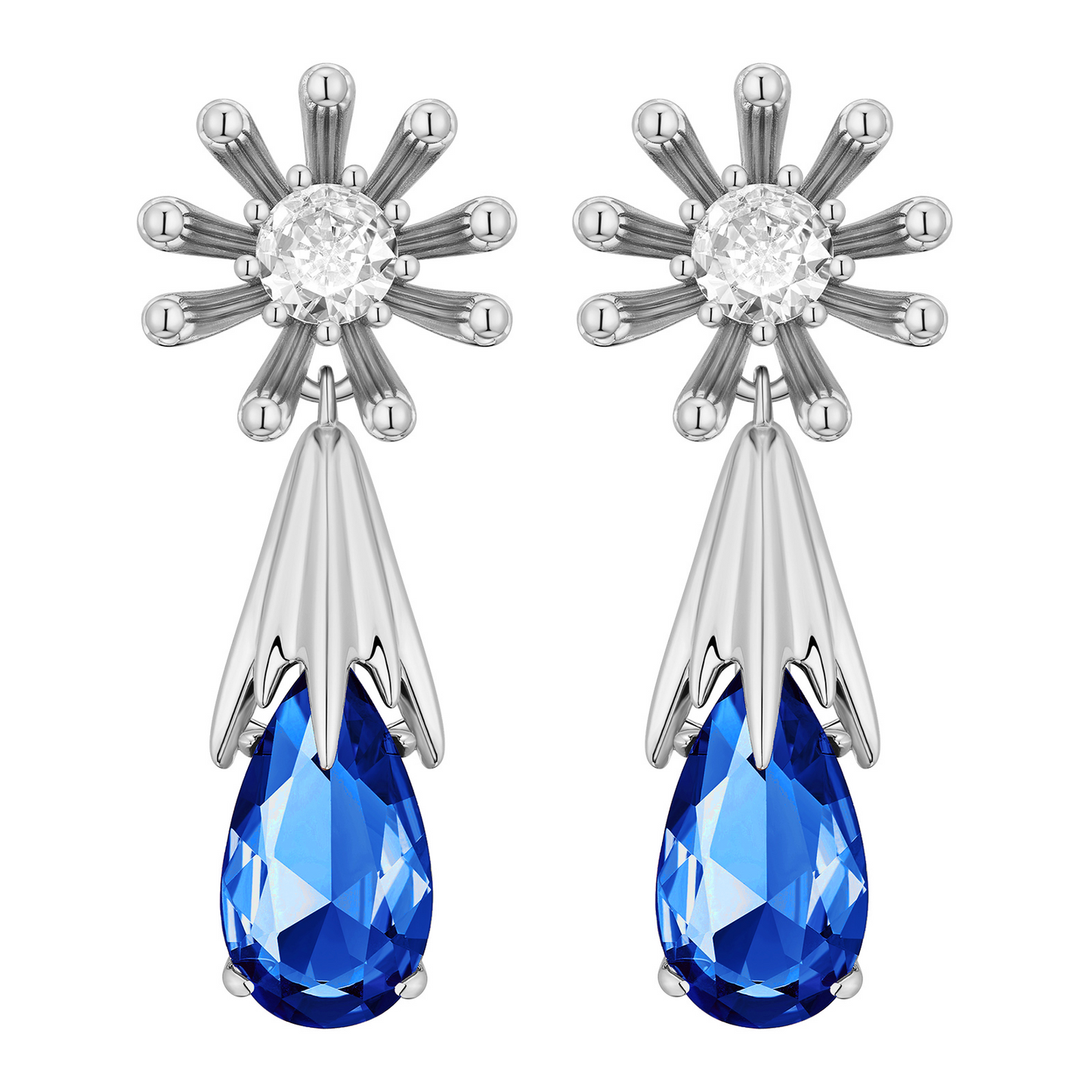 TIMEMATRIX Trending  Sunflower Earrings | White Gold Plated with CZ Waterdrop Gemstones | Daily Chic & Garden Party Jewelry | Ideal Gift for Birthday/Anniversary