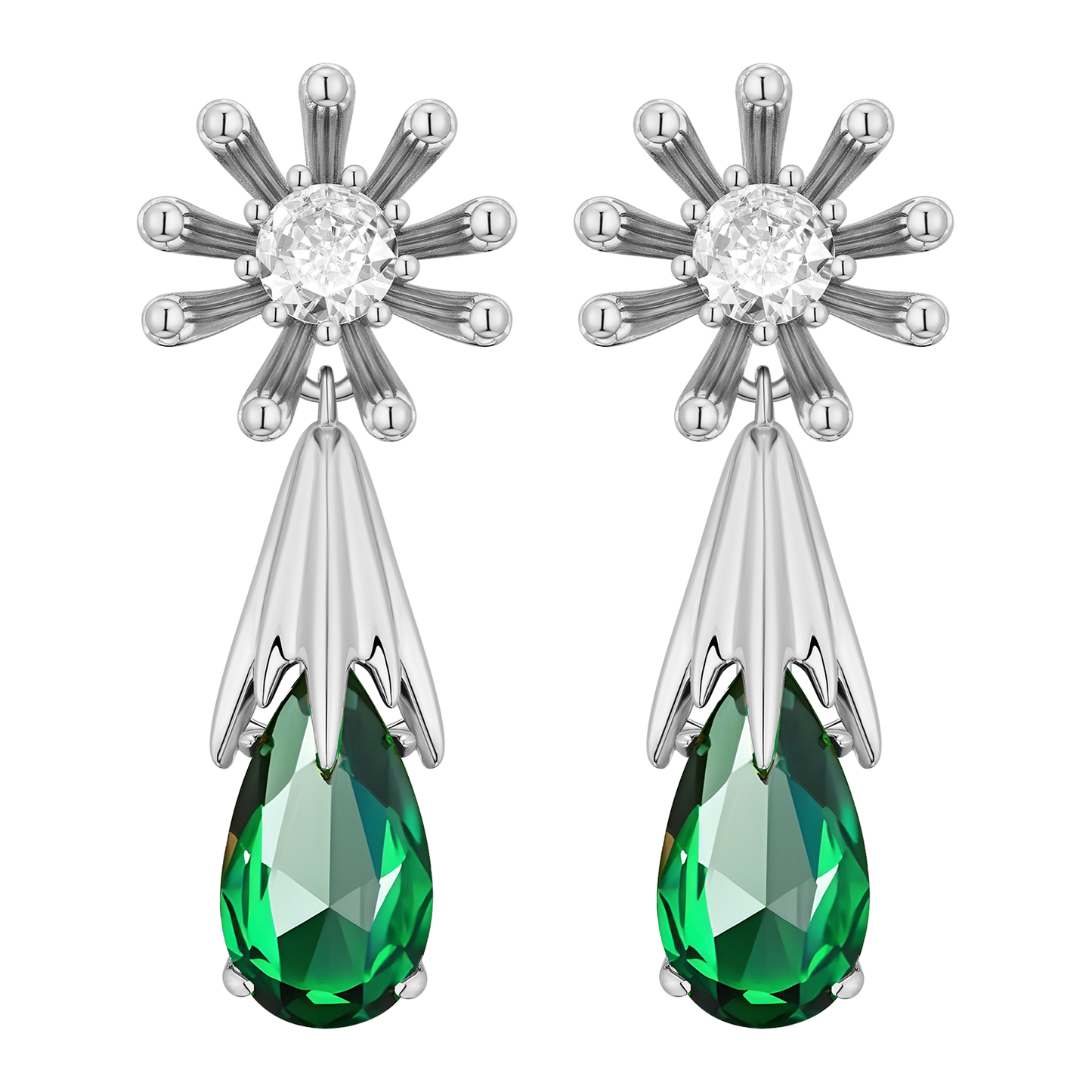 TIMEMATRIX Trending  Sunflower Earrings | White Gold Plated with CZ Waterdrop Gemstones | Daily Chic & Garden Party Jewelry | Ideal Gift for Birthday/Anniversary