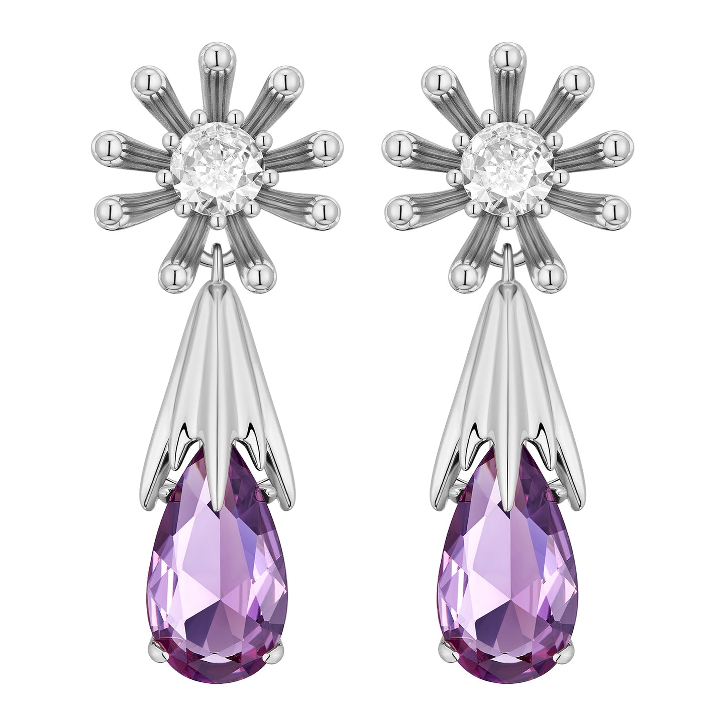 TIMEMATRIX Trending  Sunflower Earrings | White Gold Plated with CZ Waterdrop Gemstones | Daily Chic & Garden Party Jewelry | Ideal Gift for Birthday/Anniversary