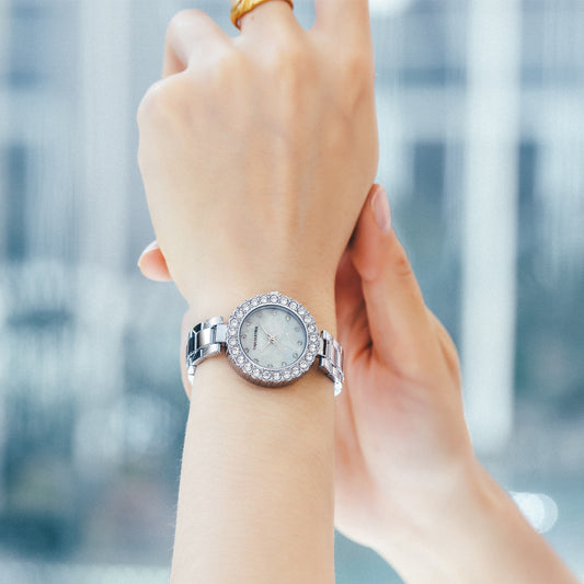 TIMEMATRIX Women's Elegant Mother-of-Pearl Watch | Stainless Steel & Quartz | 3ATM Daily Waterproof | Business Casual & Party Wristwatch | Gift for Her/Anniversary