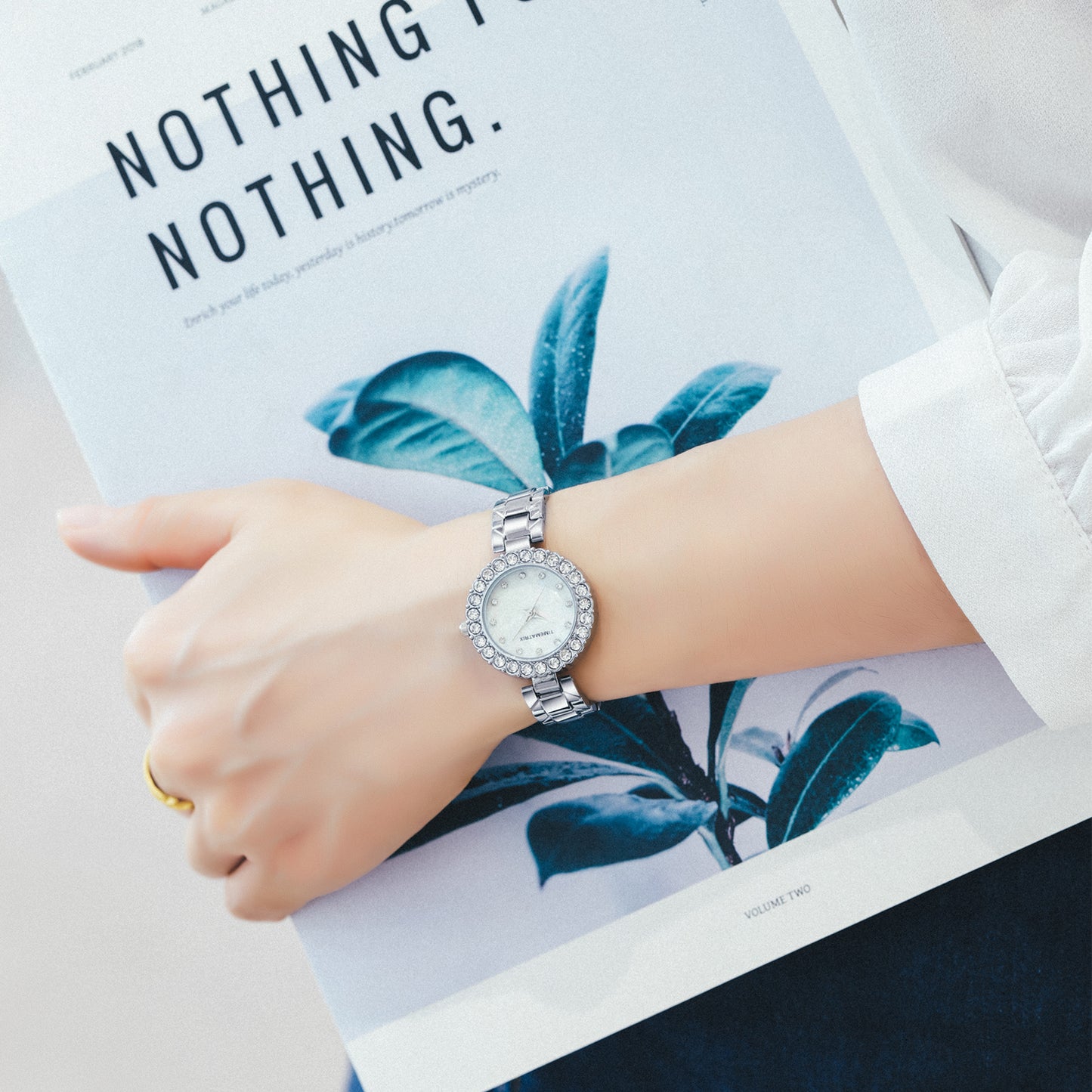 TIMEMATRIX Women's Elegant Mother-of-Pearl Watch | Stainless Steel & Quartz | 3ATM Daily Waterproof | Business Casual & Party Wristwatch | Gift for Her/Anniversary