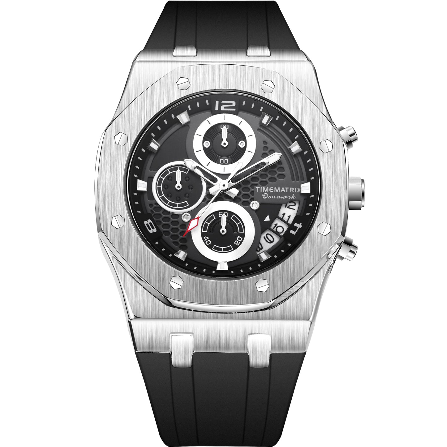TIMEMATRIX Men's Luminous Sport Watch - 42mm Plated Case, 3ATM Waterproof, Date & Timer Functions - Silicone Strap | Ideal Birthday Gift for Dad/Him