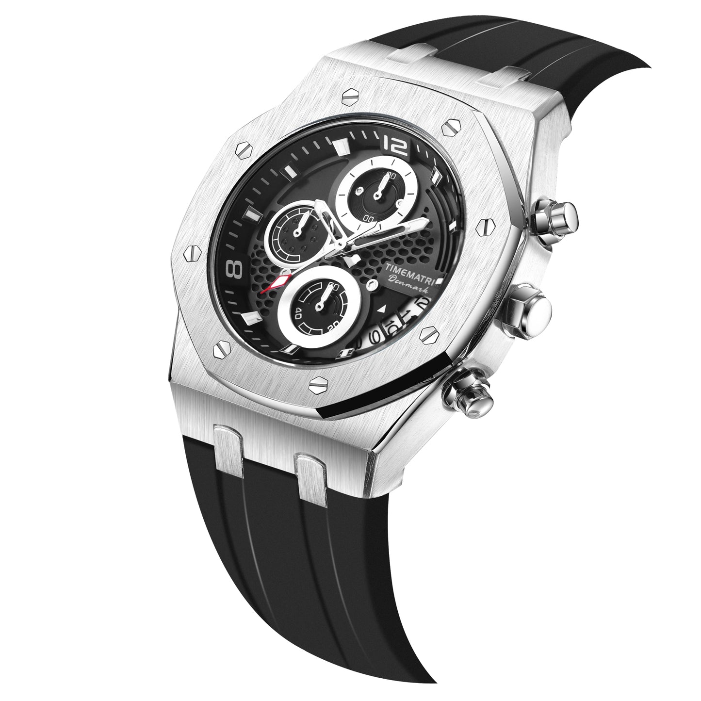 TIMEMATRIX Men's Luminous Sport Watch - 42mm Plated Case, 3ATM Waterproof, Date & Timer Functions - Silicone Strap | Ideal Birthday Gift for Dad/Him