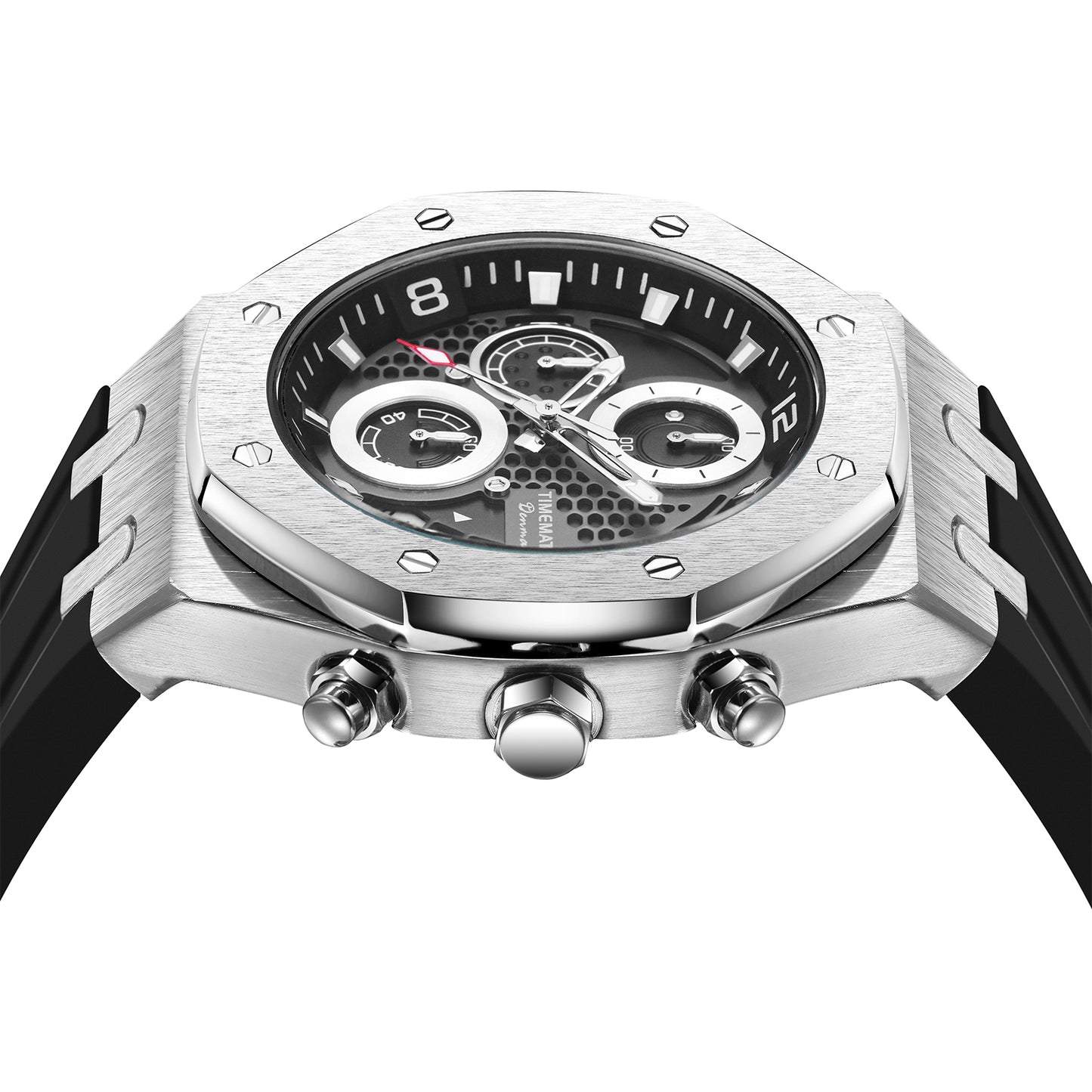 TIMEMATRIX Men's Luminous Sport Watch - 42mm Plated Case, 3ATM Waterproof, Date & Timer Functions - Silicone Strap | Ideal Birthday Gift for Dad/Him