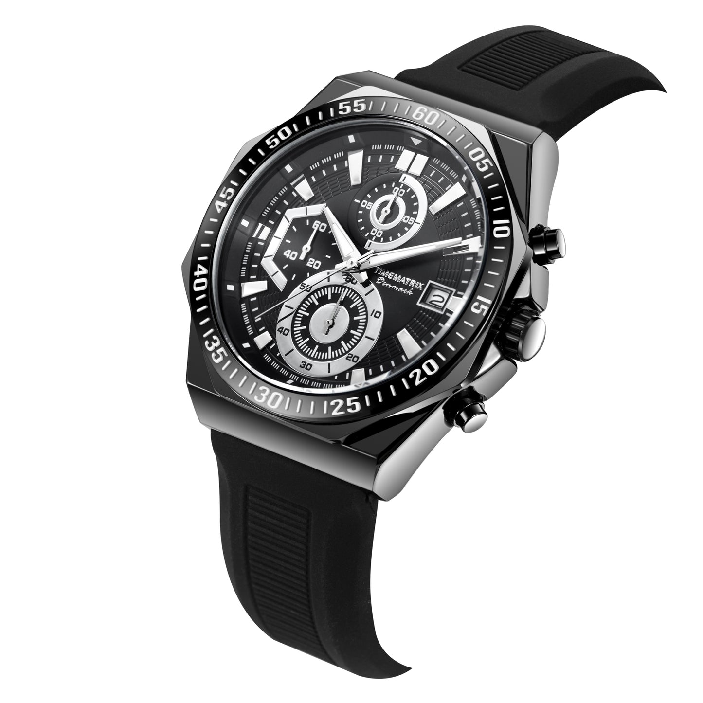 TIMEMATRIX Men's Tactical Luminous Watch 42.5mm - Alloy Case, 3ATM, Date Timer - Silicone Strap | Best Gift for Him on Father's Day/Birthday | Stylish & Practical