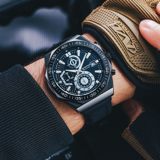 TIMEMATRIX Men's Tactical Luminous Watch 42.5mm - Alloy Case, 3ATM, Date Timer - Silicone Strap | Best Gift for Him on Father's Day/Birthday | Stylish & Practical