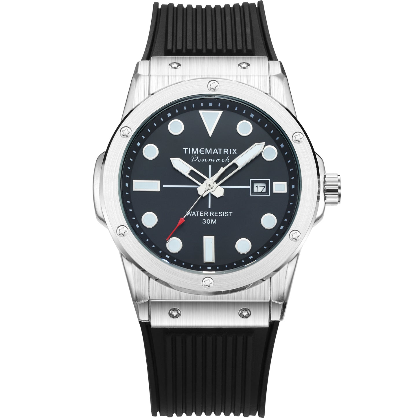 TIMEMATRIX Men's Stylish 40mm Alloy Watch | Silicone & Quartz | Daily Waterproof | Casual Office & Sport | Graduation Gift for Young Professionals
