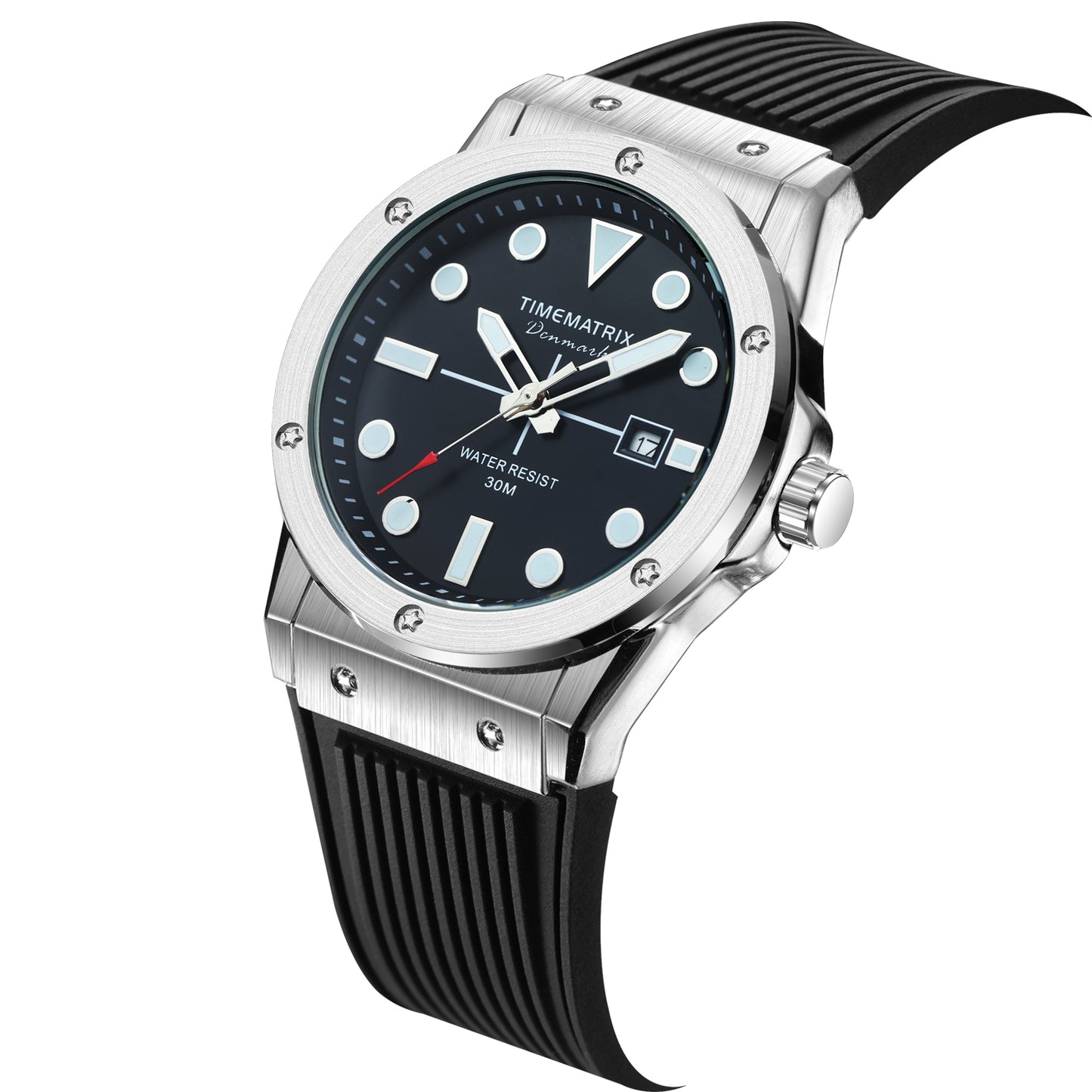 TIMEMATRIX Men's Stylish 40mm Alloy Watch | Silicone & Quartz | Daily Waterproof | Casual Office & Sport | Graduation Gift for Young Professionals