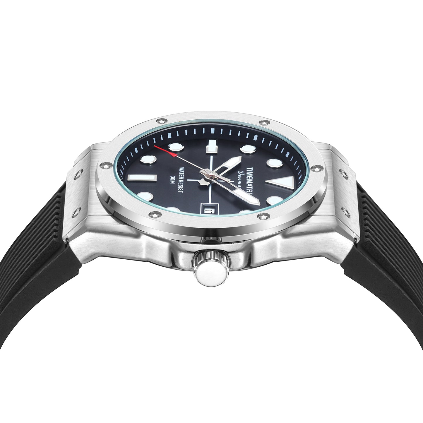 TIMEMATRIX Men's Stylish 40mm Alloy Watch | Silicone & Quartz | Daily Waterproof | Casual Office & Sport | Graduation Gift for Young Professionals