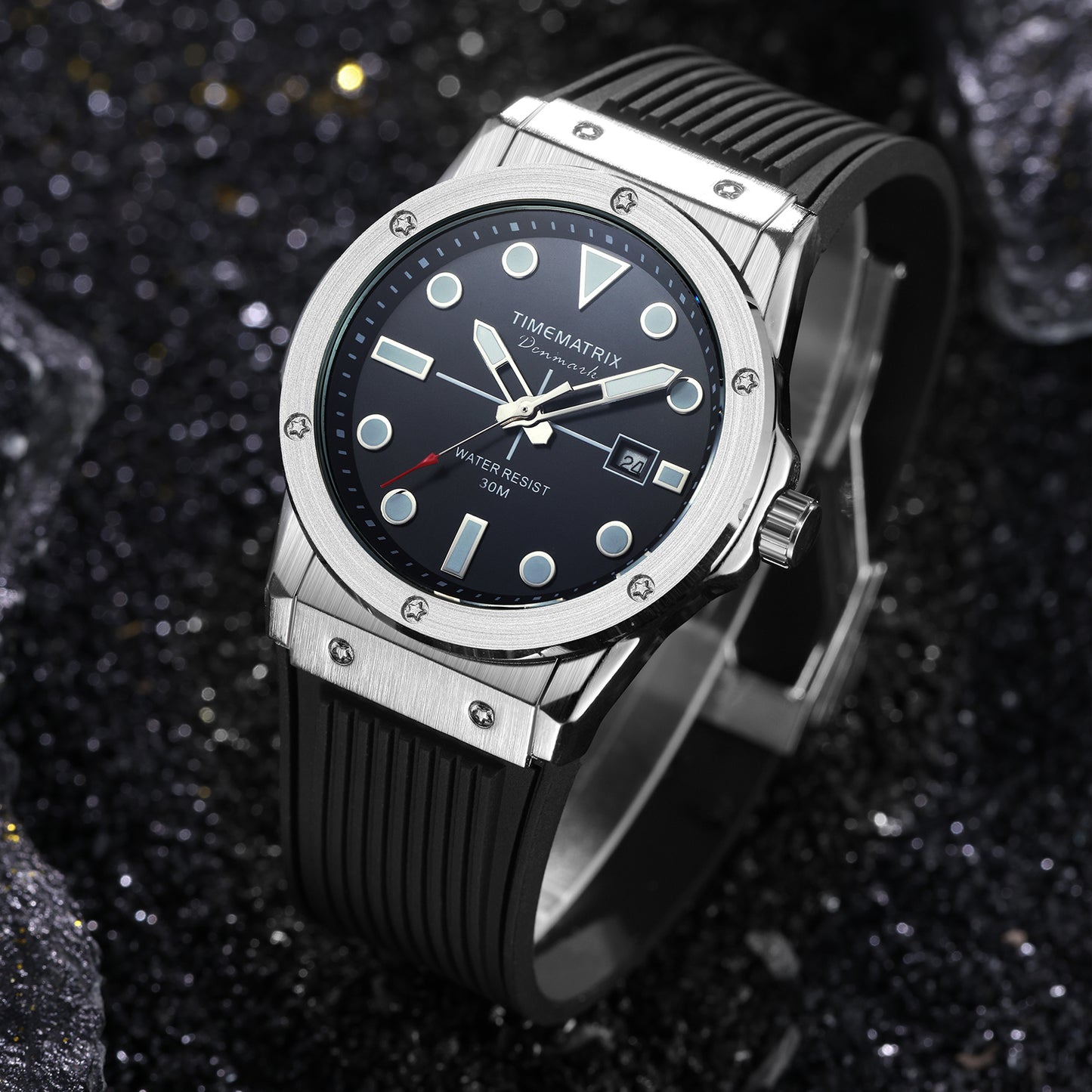TIMEMATRIX Men's Stylish 40mm Alloy Watch | Silicone & Quartz | Daily Waterproof | Casual Office & Sport | Graduation Gift for Young Professionals