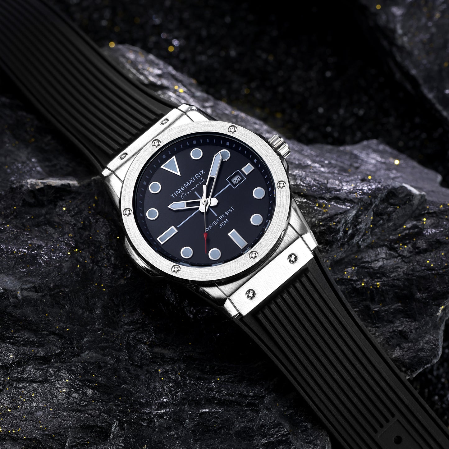 TIMEMATRIX Men's Stylish 40mm Alloy Watch | Silicone & Quartz | Daily Waterproof | Casual Office & Sport | Graduation Gift for Young Professionals