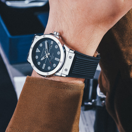 TIMEMATRIX Men's Stylish 40mm Alloy Watch | Silicone & Quartz | Daily Waterproof | Casual Office & Sport | Graduation Gift for Young Professionals