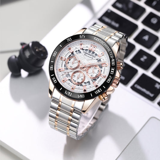 TIMEMATRIX Men's 44mm Watch | Multifunctional Luminous Dial | Sporty Casual Waterproof Wristwatch | Graduation Gift for Trendy Guys