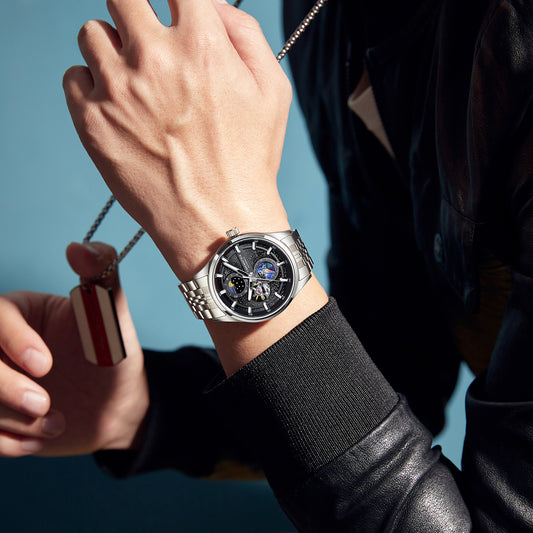 Space Time Automatic Watch for Men | Waterproof & Luminous | Daily & Sports | Great Gift for Dad/Birthday
