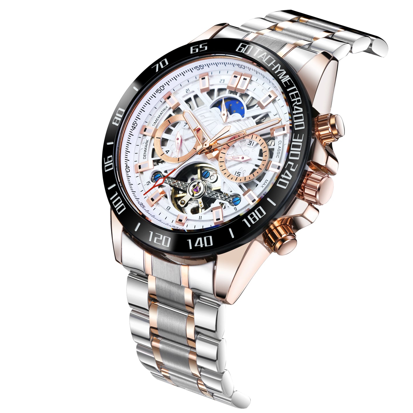 Lunar Phase Complex Function | Self-Winding Movement | Luminous Business Watch | Collectible Gift for Gearheads & Dads