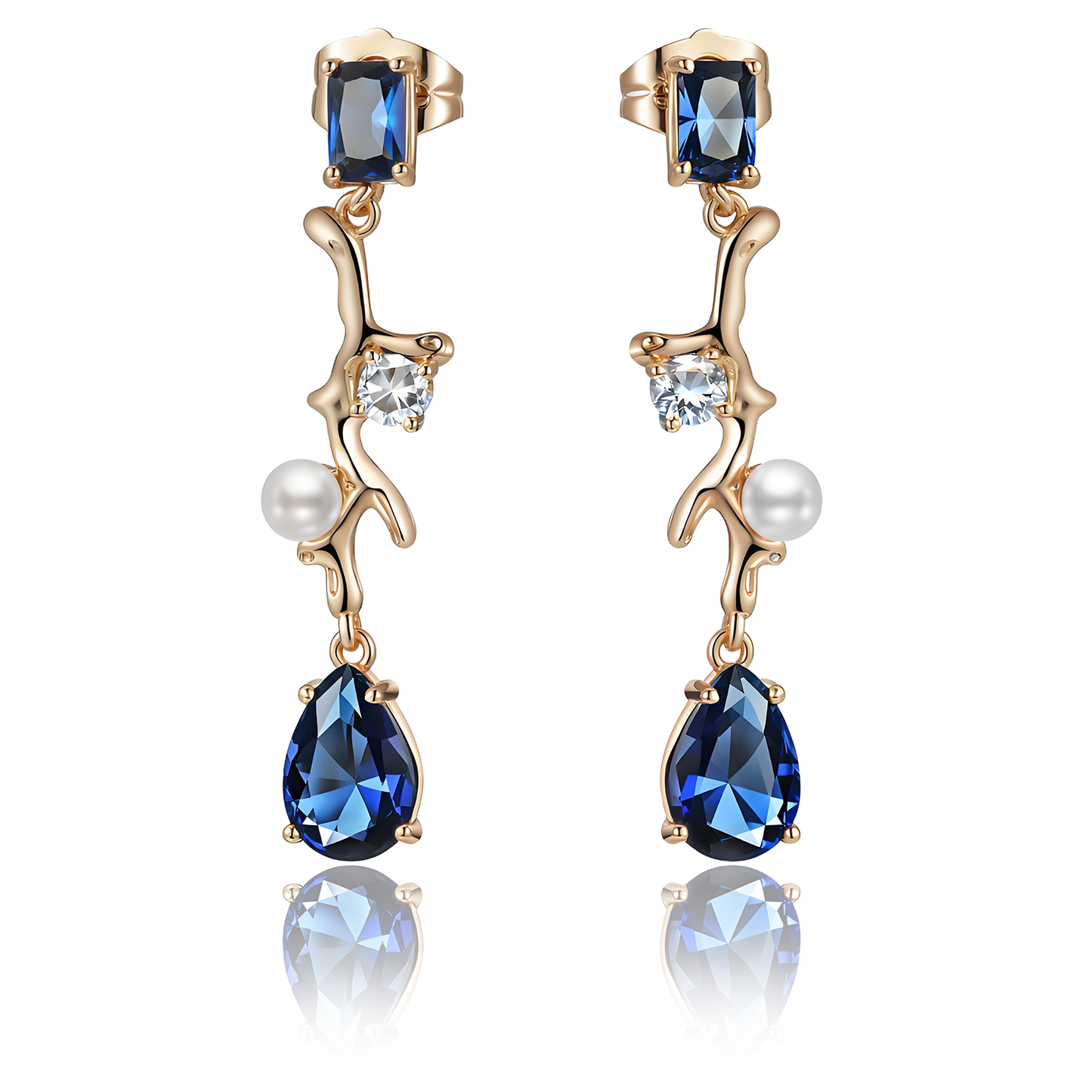 TIMEMATRIX 18K Gold Plated Waterdrop Dangle Earrings for Women | Sparkling Cubic Zirconia Drop Pendant | Perfect for Evening Gala, Wedding & Date Night