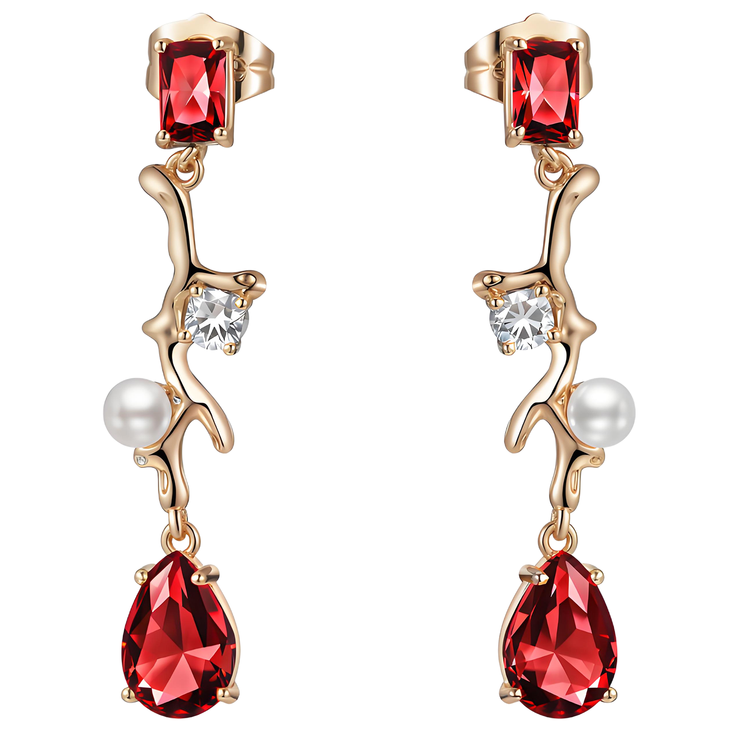 TIMEMATRIX 18K Gold Plated Waterdrop Dangle Earrings for Women | Sparkling Cubic Zirconia Drop Pendant | Perfect for Evening Gala, Wedding & Date Night