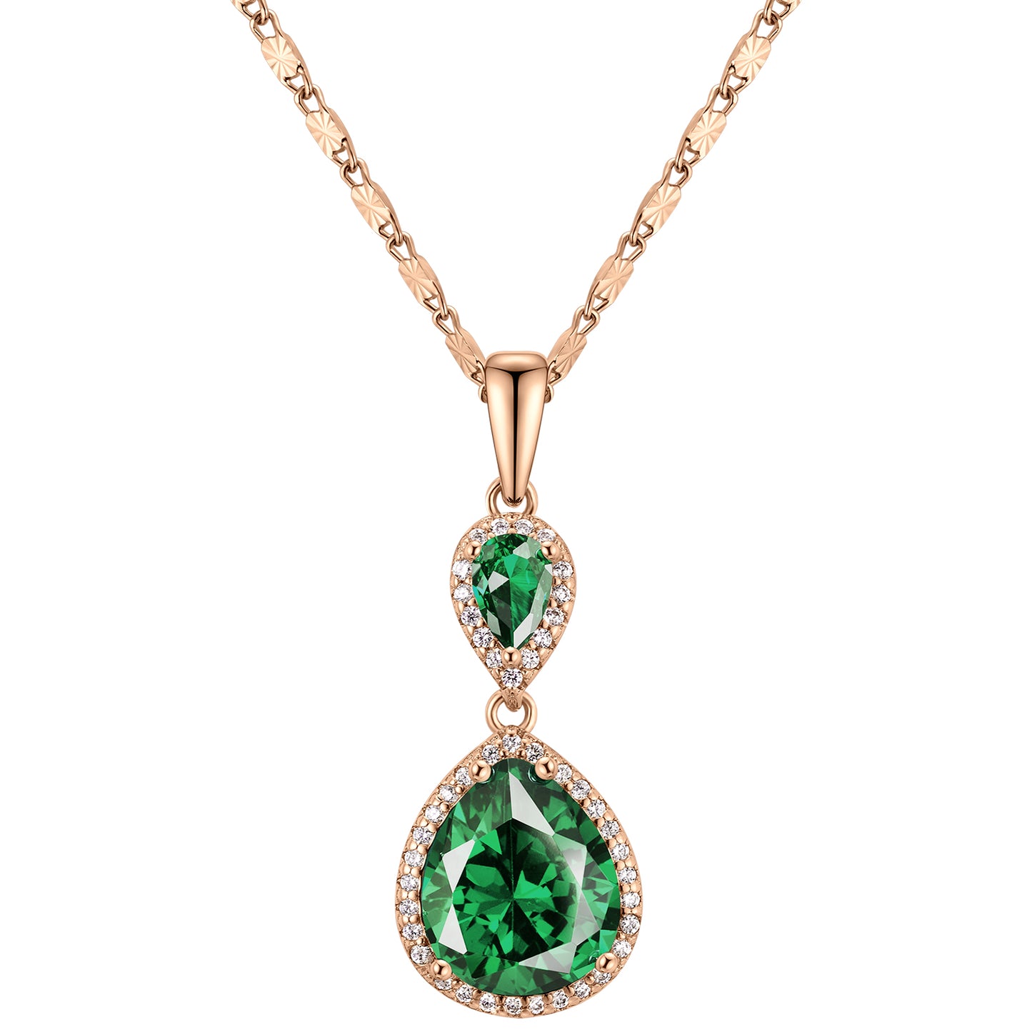 Elegant Waterdrop Pendant Necklace for Women | Brass Plated with Cubic Zirconia Gemstone | Wedding, Banquet & Party Statement Jewelry