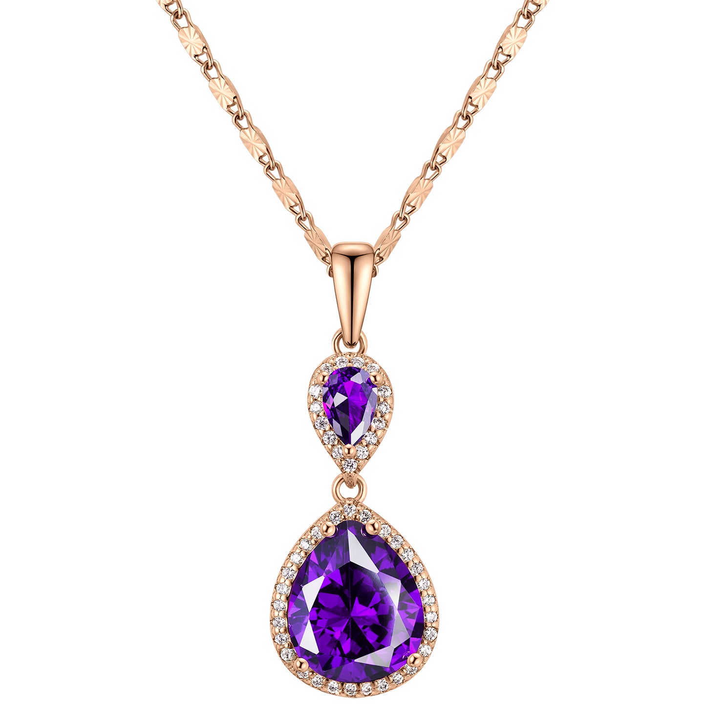 Elegant Waterdrop Pendant Necklace for Women | Brass Plated with Cubic Zirconia Gemstone | Wedding, Banquet & Party Statement Jewelry