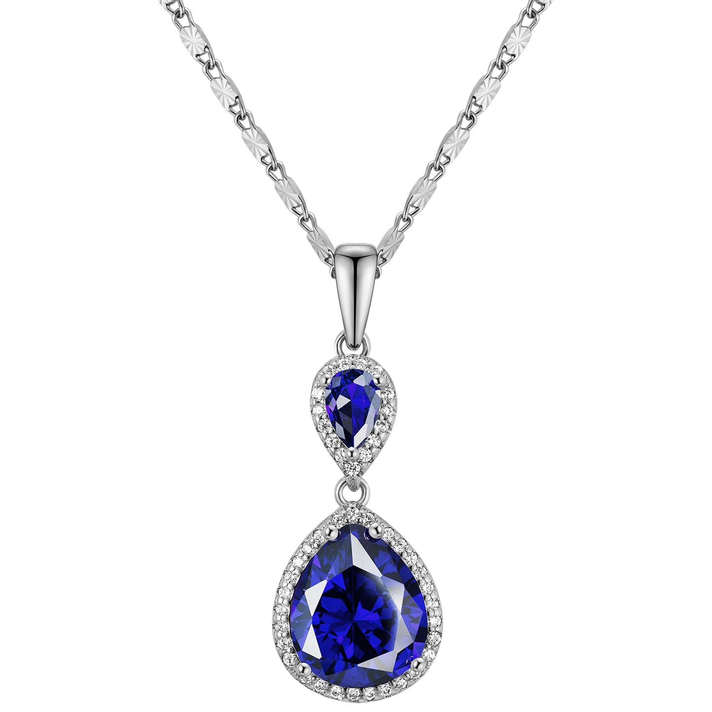 Elegant Waterdrop Pendant Necklace for Women | Brass Plated with White Gold & Set with Cubic Zirconia Gemstones | Statement Jewelry for Wedding, Banquet & Party