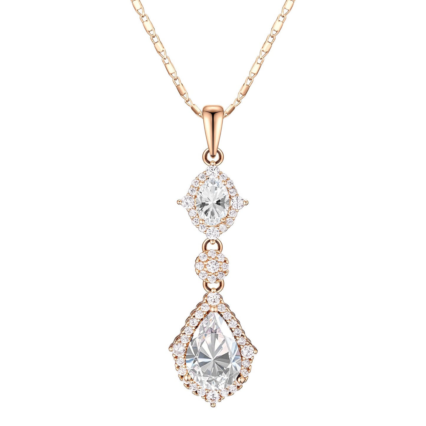 TIMEMATRIX 18K Gold Plated Water Drop Necklace for Women | White CZ Pendant, Daily & Elegant Occasions Jewelry