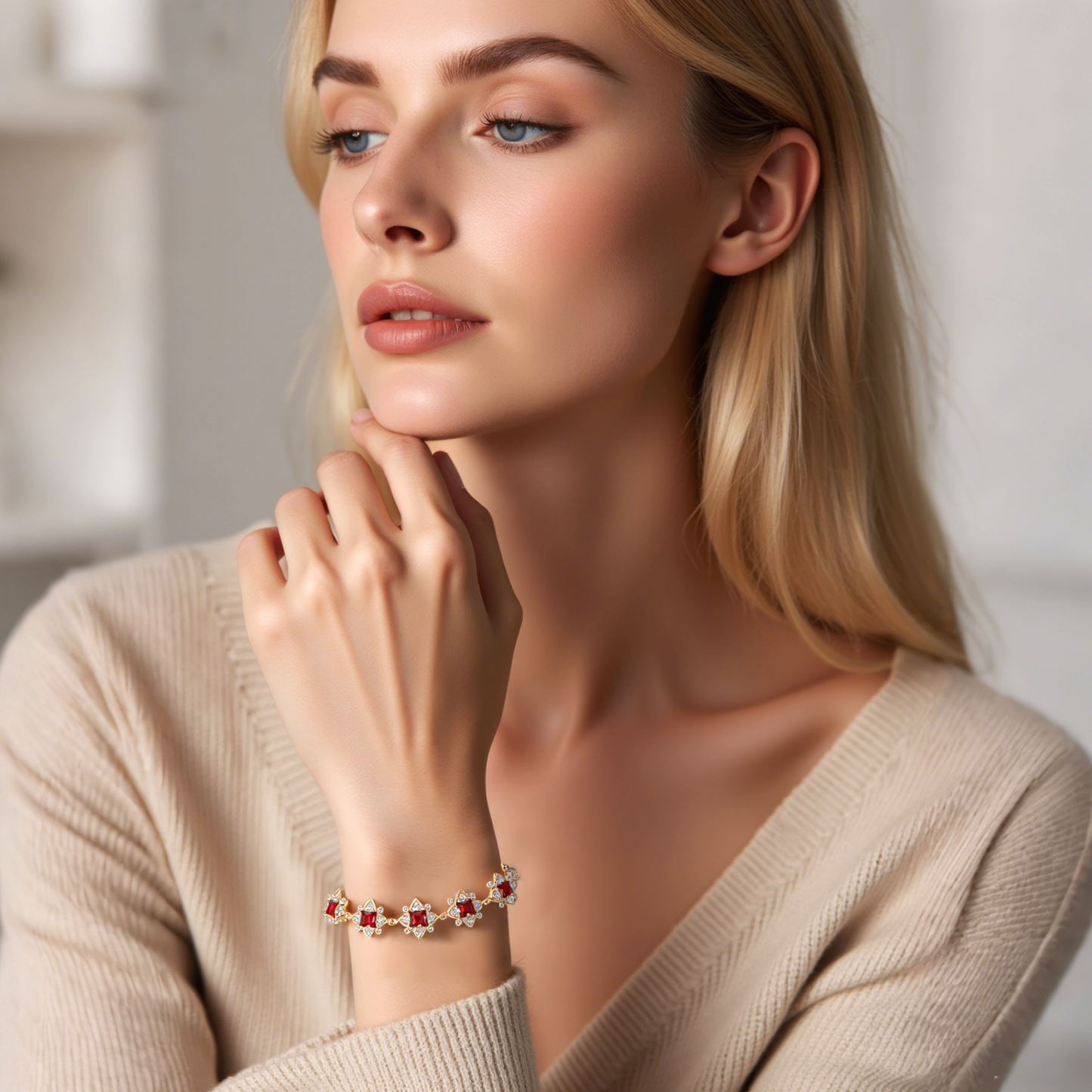 TIMEMATRIX 18K Gold Plated Women's Bracelet | Sparkling CZ & White Diamond | Perfect Gift for Girlfriend, Wife & Mom