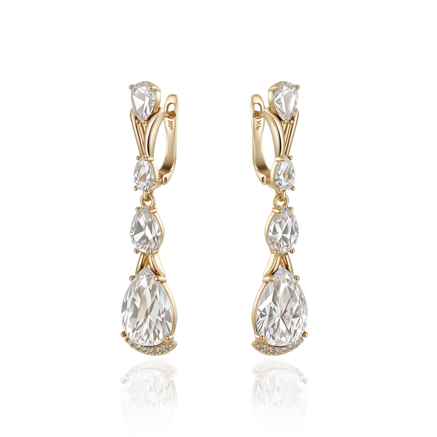 TIMEMATRIX 18K Gold Plated Double Waterdrop Dangle Earrings for Women | Sparkling Sapphire Blue Cubic Zirconia Pendant | Perfect for Evening Gala, Wedding & Date Night