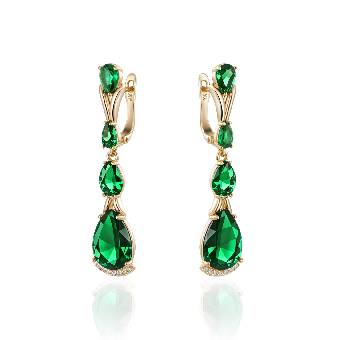 TIMEMATRIX 18K Gold Plated Double Waterdrop Dangle Earrings for Women | Sparkling Sapphire Blue Cubic Zirconia Pendant | Perfect for Evening Gala, Wedding & Date Night